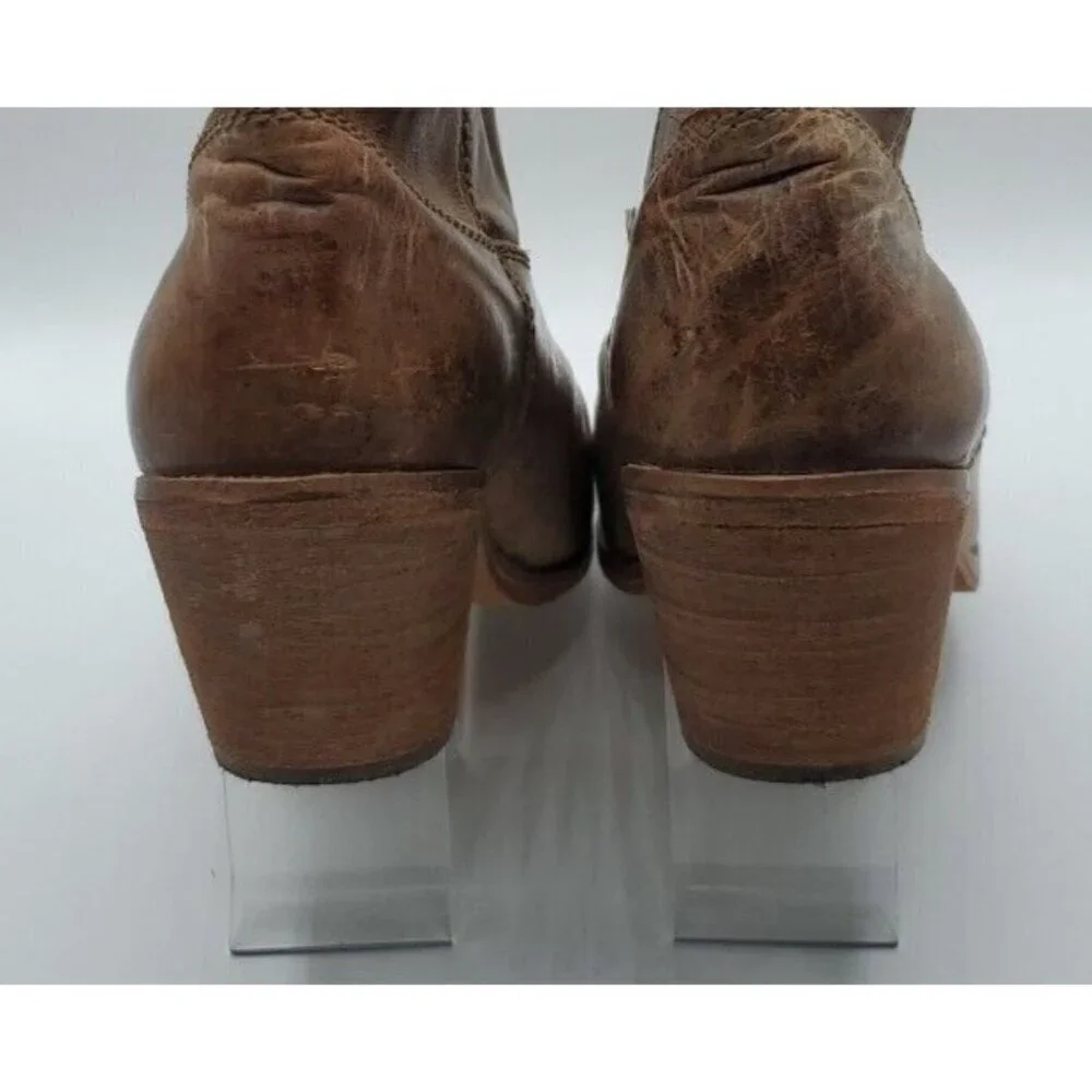 Corral Womens Brown Tan Distressed Leather Western Cowboy Ankle Boots Sz 7